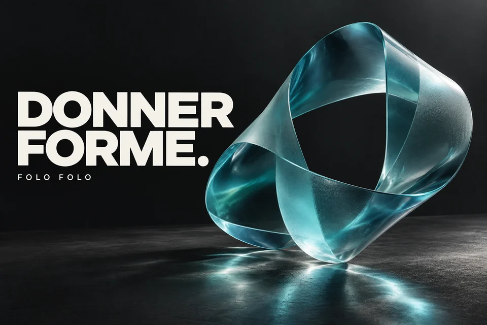 Visuel Donner forme : typographie blanche et boucle translucide cyan.